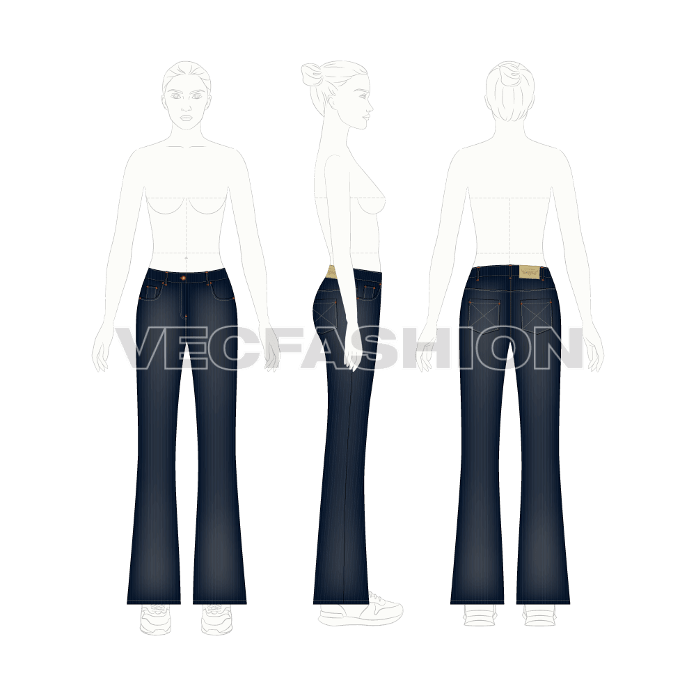 Womens Flare Leg Denim Jeans