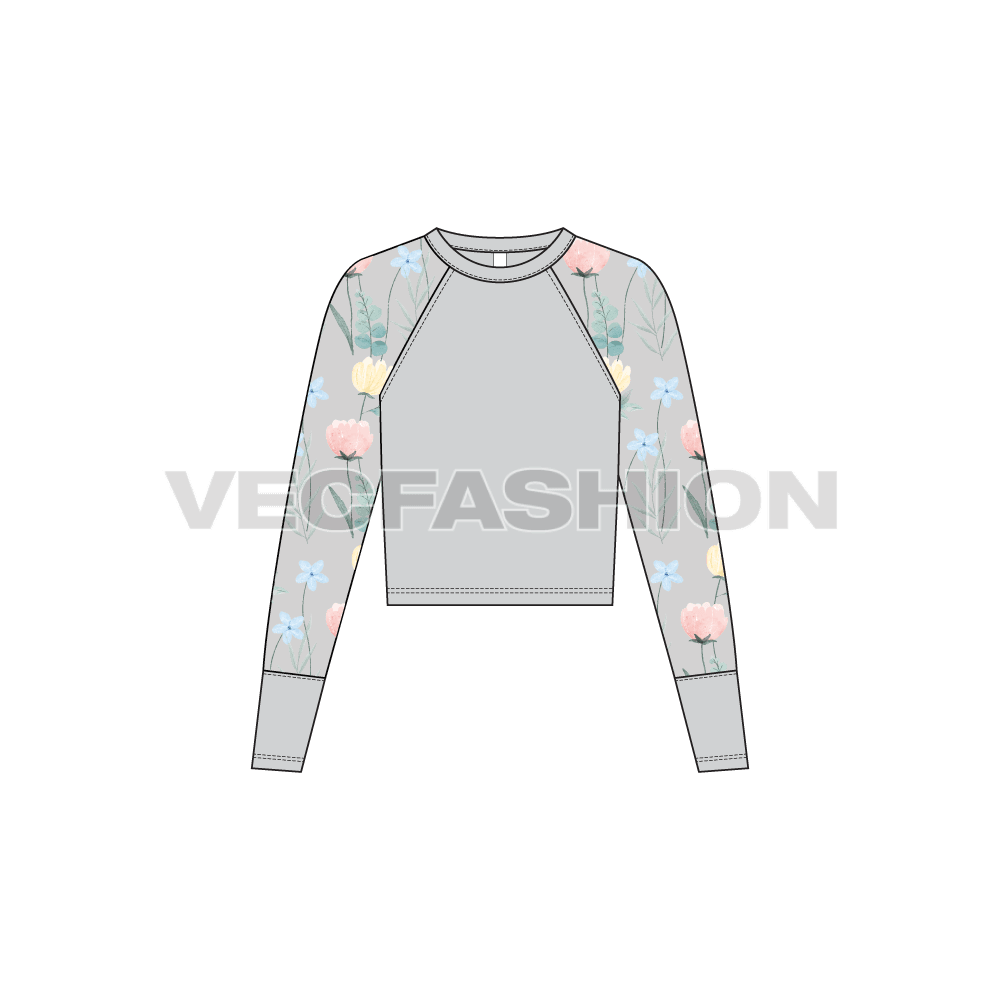 Women's A vector template of Floral Embroidered Sheer Mesh Top. It is a very elegant style for women's summer style piece and have micro mesh sleeves with intricate floral embroidery on it. 