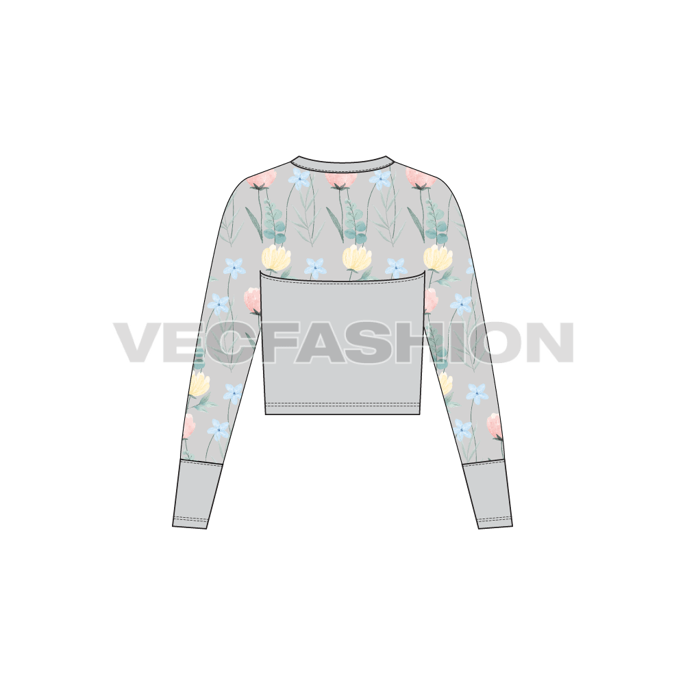 Women's A vector template of Floral Embroidered Sheer Mesh Top. It is a very elegant style for women's summer style piece and have micro mesh sleeves with intricate floral embroidery on it. 