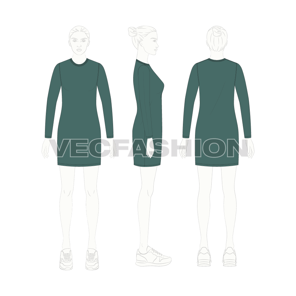 Womens Long Length Round Neck Shirt