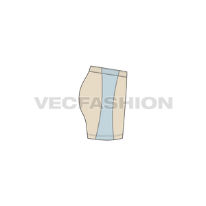 A vector fashion sketch template of Women's Lycra Shorts. It is a simple sketch with a very nice fitting great for general purposes can also be used for underwear. It has flat lock stitching on sides and have a sleek waistband. 