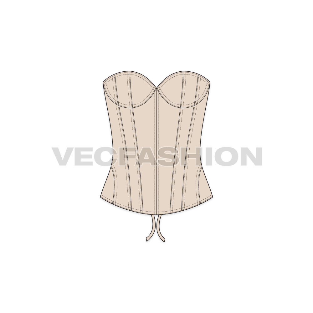 Women's Nude Fitted Corset vector apparel template