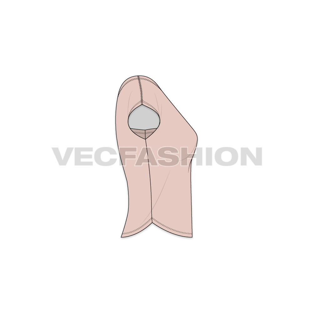 A vector illustrator template for Women's Off-shoulder Knitwear Tee.