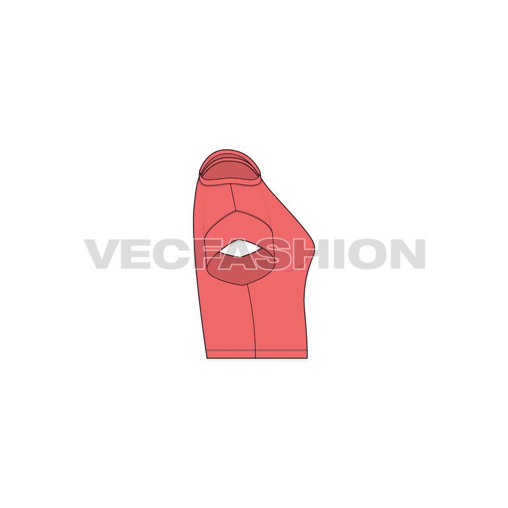 A vector template of Women's Off-shoulder Top. It has a one shoulder off and have a strap on it instead for better hold. The sleeves are short in length with band.