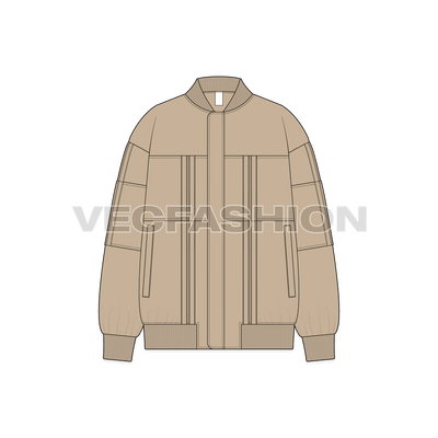 Womens Oversized Jacket Flat Sketch