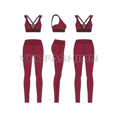 A newly created template for Women's Running Set. It has a sporty look Sports Bra with a solid colored high waisted leggings.