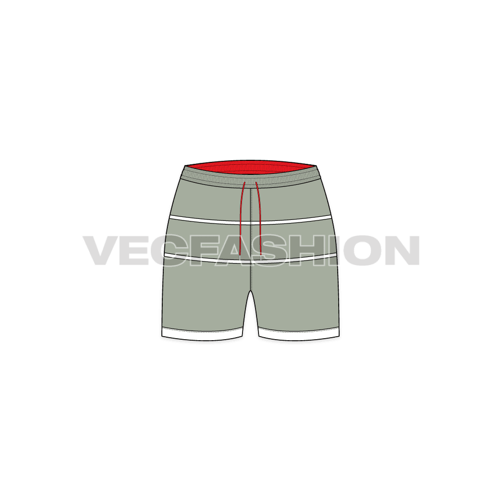 A vector illustrator fashion cad for Women's Running Shorts. It is a very nice article from our team for running item. It is colored in vintage color with contrast lining on waistband.