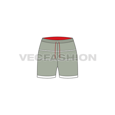 A vector illustrator fashion cad for Women's Running Shorts. It is a very nice article from our team for running item. It is colored in vintage color with contrast lining on waistband.