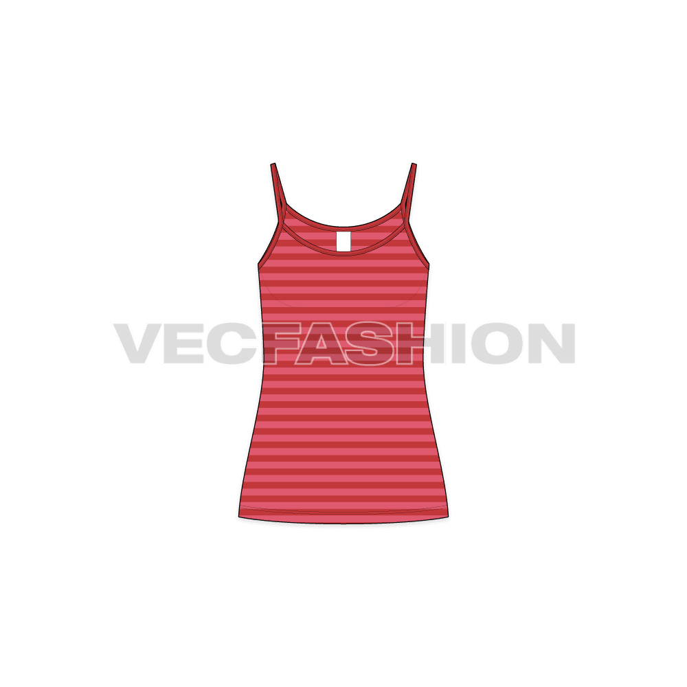 A clean Vector Fashion Flat for Women's Spaghetti Top with Front and Back view. This Vector Fashion Flat is designed in two design variations, all are in different colour ways. This Women Spaghetti Top can be worn as underlayer or all by itself. This is a basic top but highly efficient when used during Workout, Running and Yoga Training Activities.