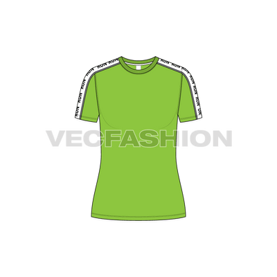 A very trendy and fast runner style for Women's Sport T-shirt template. There is a sublimation brand tape on the sleeves.