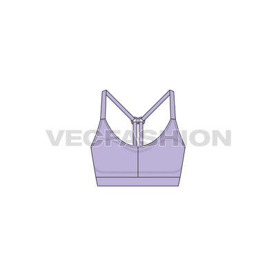 A vector fashion sketch template of Women's Sports Bra. It is usually made with compression material and straps are attached to keep in place.