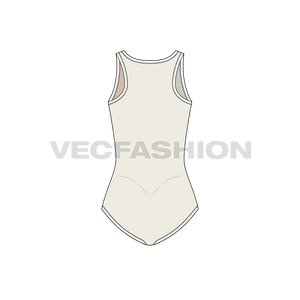 A vector template for Women's Swimming Bodysuit. An overlapping style of swimming bodysuit made out of lycra with a contrast panel on one side. 