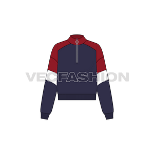 A vector template for Women's Track Jacket. This vector jacket sketch is fully editable and have contrast panels on sleeves and shoulder. A great design for your upcoming collection.