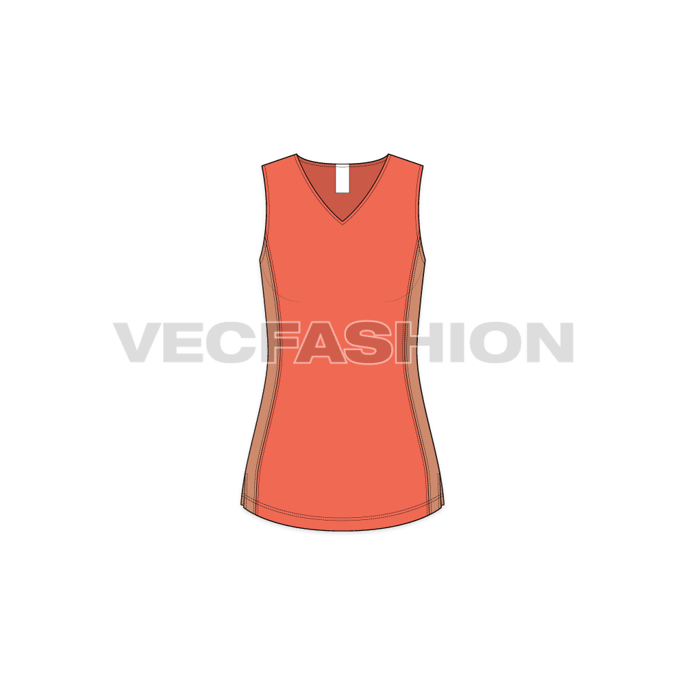 A princess cut line Women's Fashion Top Vector Template. This top length is coming just under High Hip. For comfort of ease, a side vent is added on side seams. This Fashion Top has an extended Front and flatter at the back.