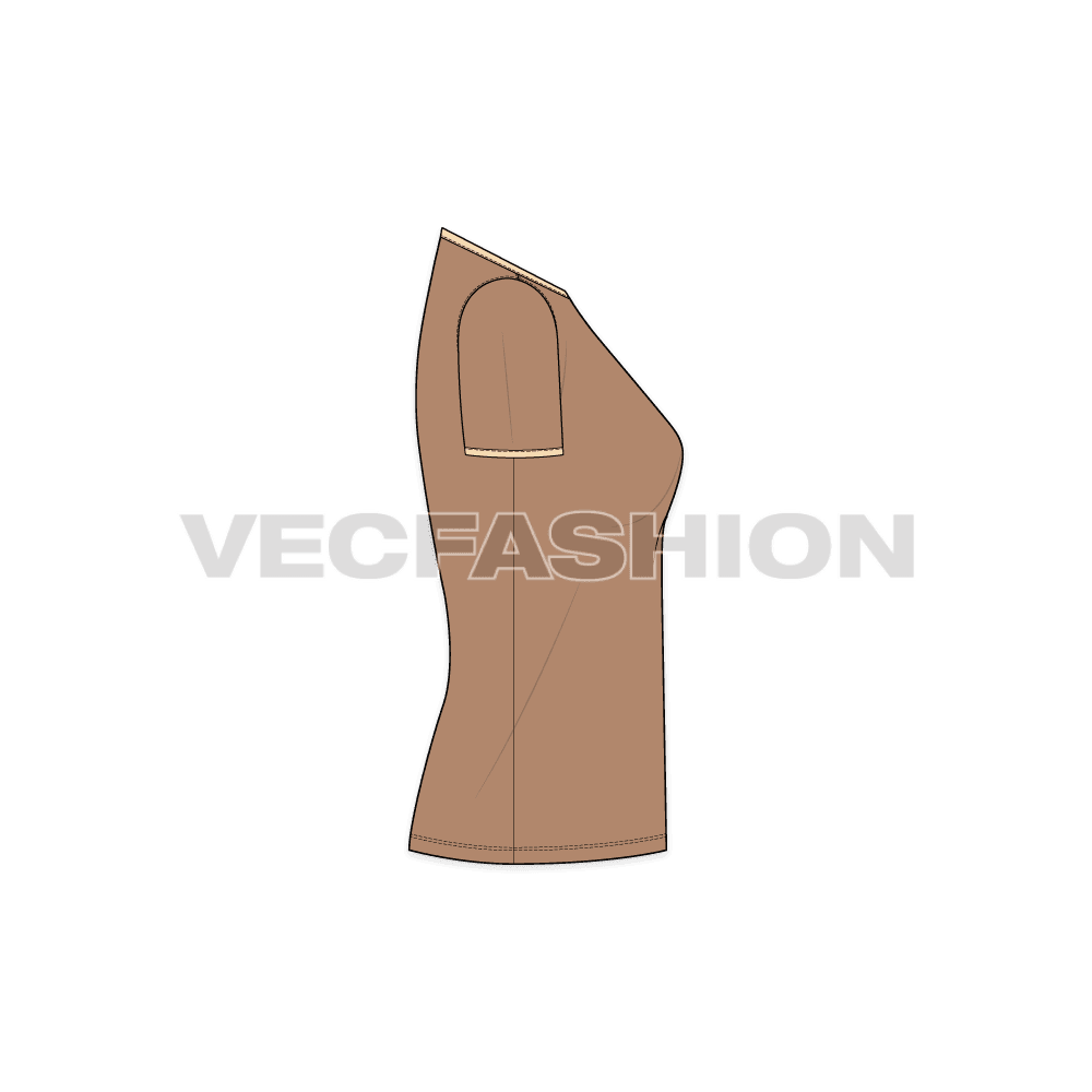 A vector template for Women's V-neck Ringer Tee.