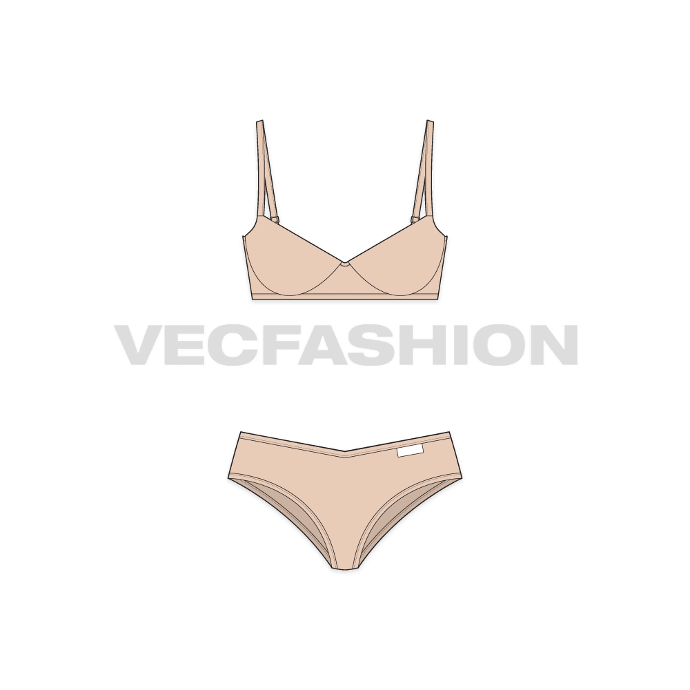 A vector template for Women's V-shape Underwear Set