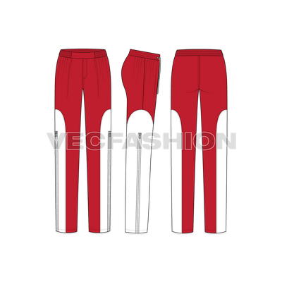 A vector template for Women's Waterproof Pants. It has a long zip on the side of the legs and elasticated waistband keeping flat on the front.