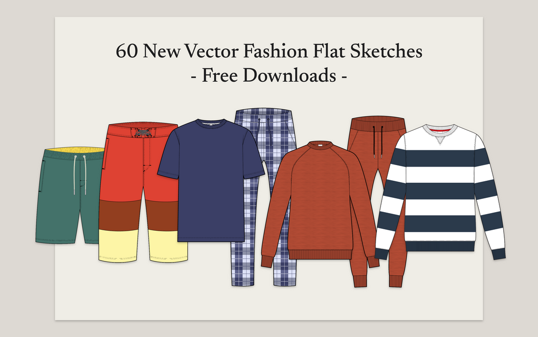 60 New Free Vector Fashion Flat Sketches