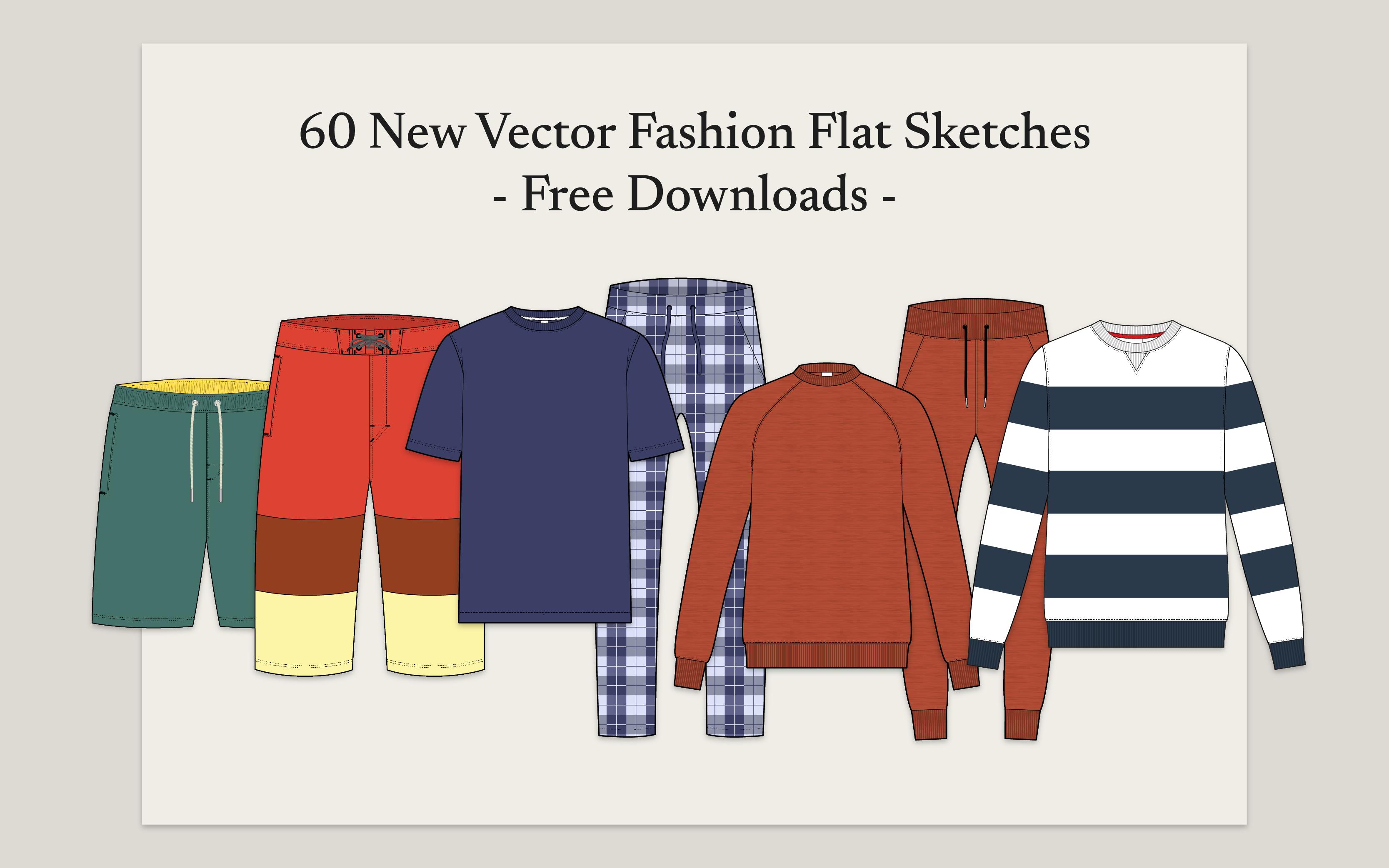 60 New Free Vector Fashion Flat Sketches
