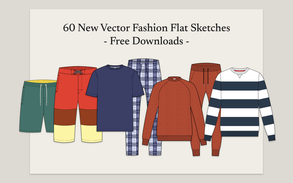 60 New Free Vector Fashion Flat Sketches