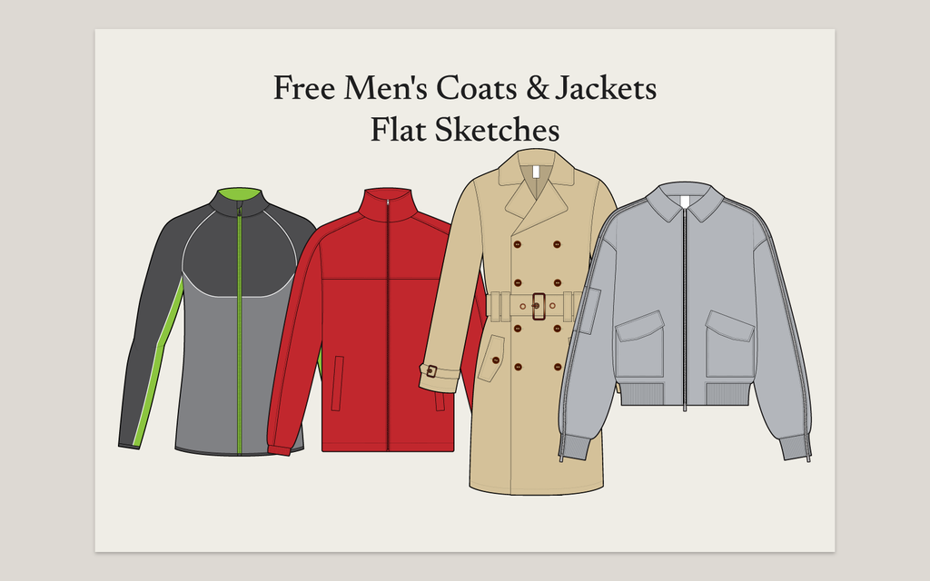 Free Mens Coats & Jackets Flat Sketches