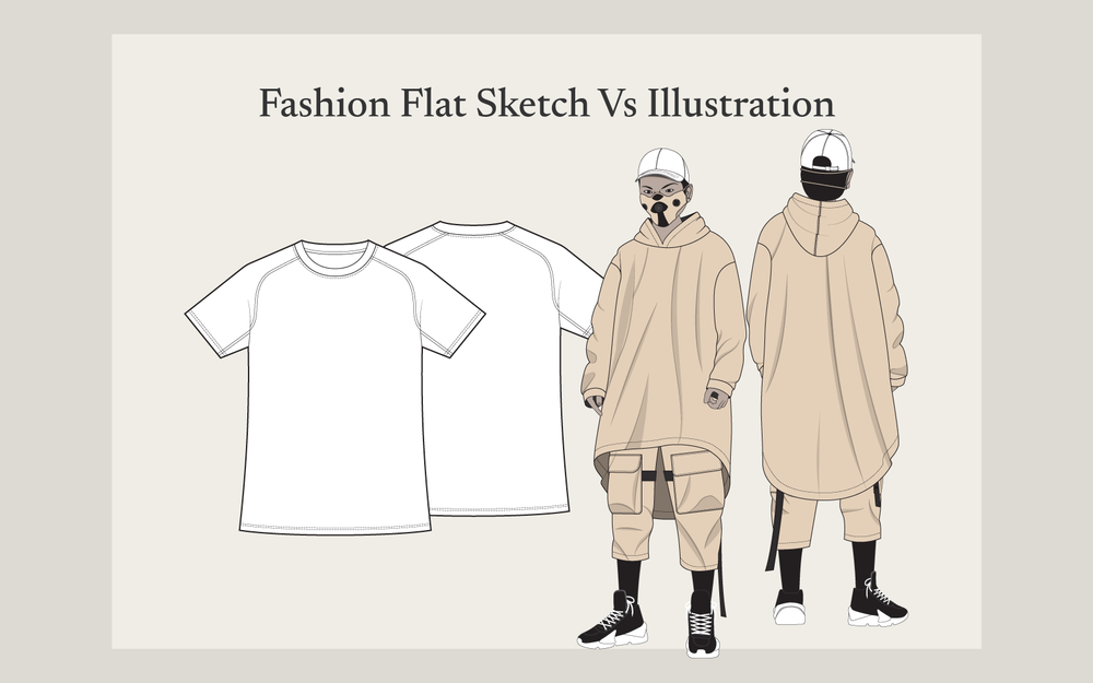 fashion flat sketch vs illustration
