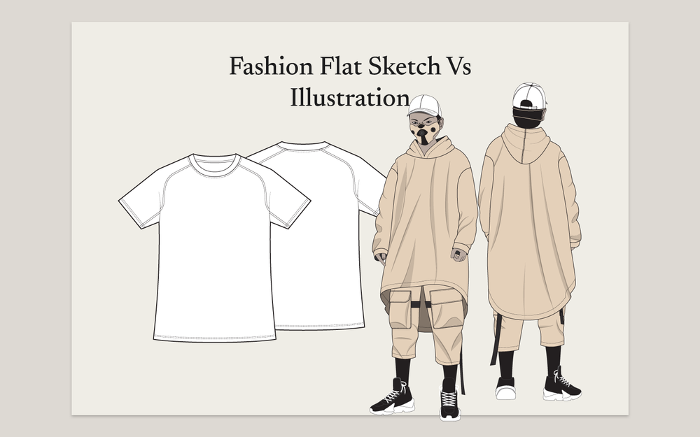 fashion flat sketch vs illustration
