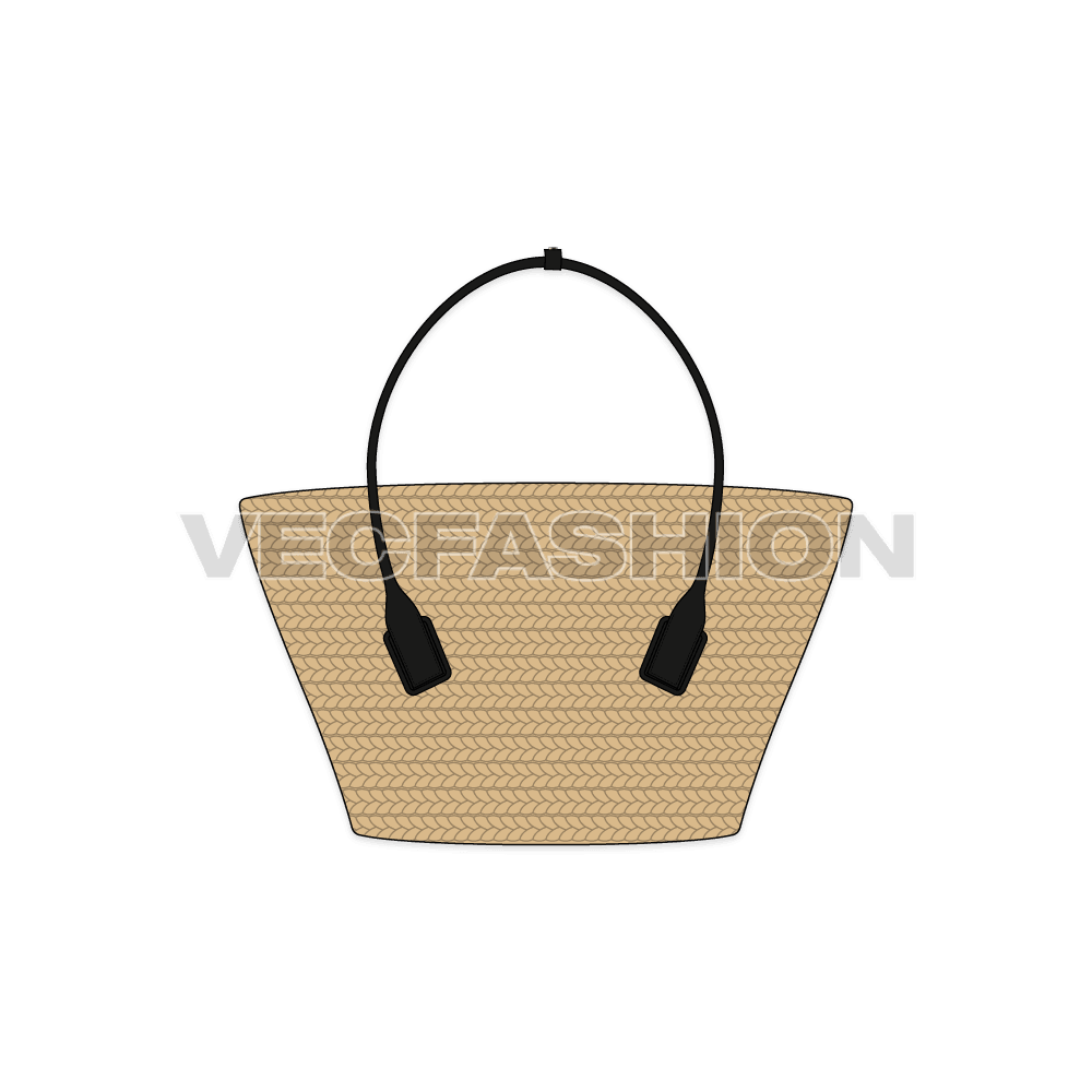 Crochet Tote Bag Flat Sketch