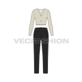 Cropped v-neck cardigan flat sketch, front view