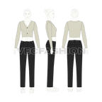 Cropped v-neck cardigan flat sketch, croqui sketch