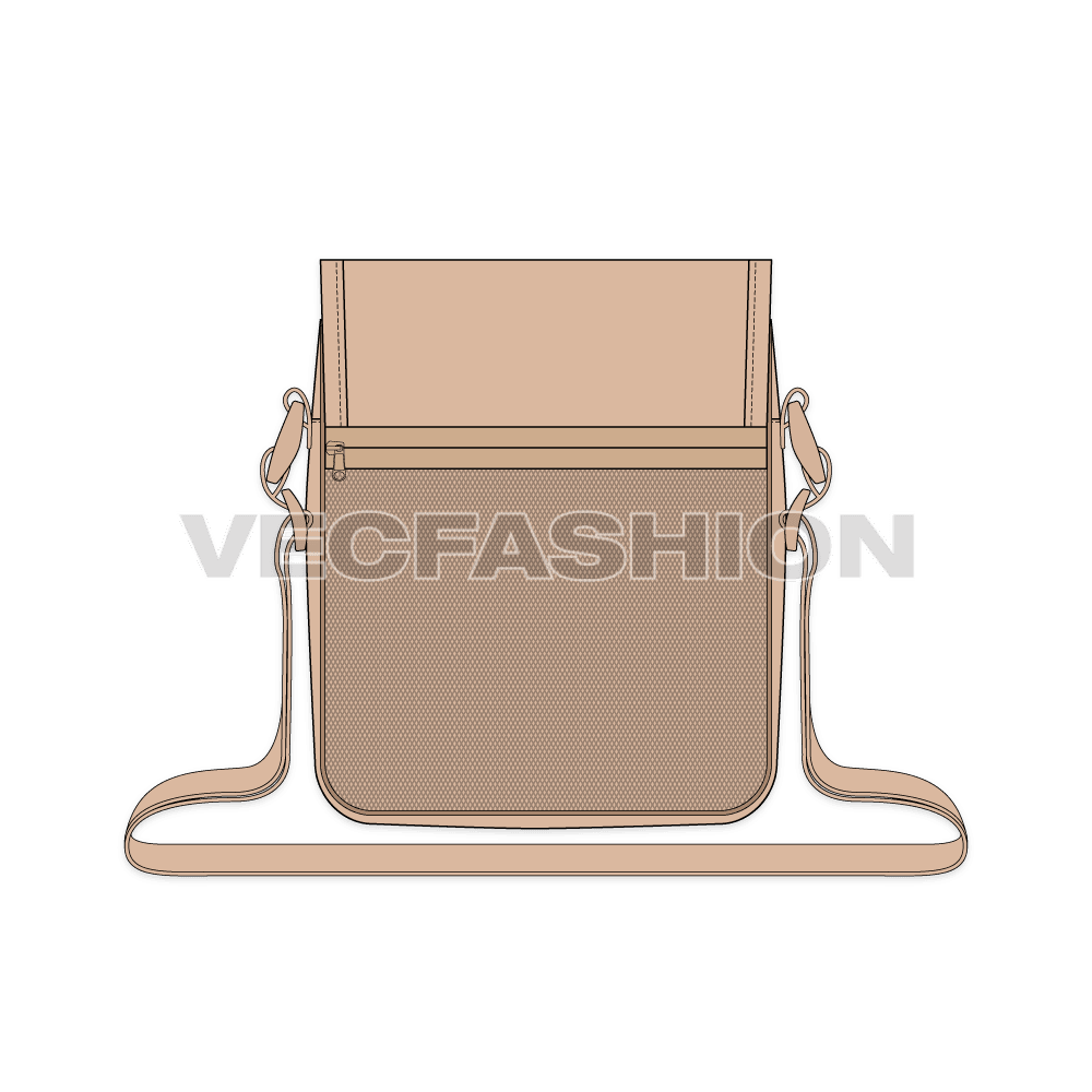 Crossbody bag with mesh back flat sketch, view 2