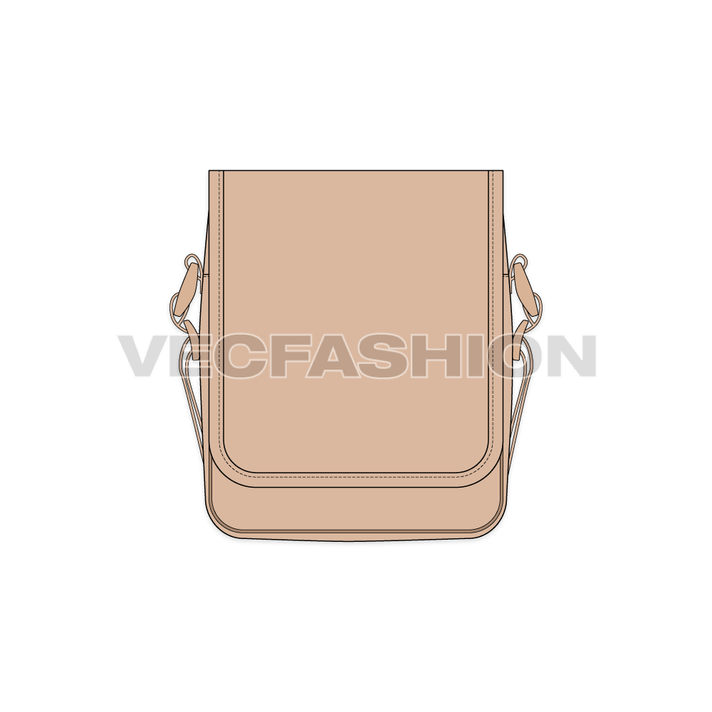 Crossbody bag with mesh back flat sketch, view 1