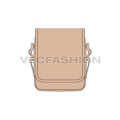 Crossbody bag with mesh back flat sketch, view 1