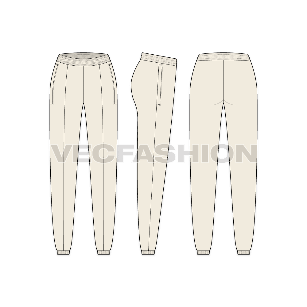 Halter neck bralet flat sketch, matching french terry split-seam jogger