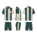 Men Beach Summer Sweatsuit Flat Sketch-front, side and back views.