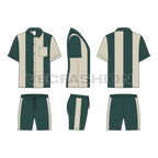 Men Beach Summer Sweatsuit Flat Sketch-front, side and back views.