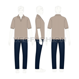 Men Johnny V Neck Tee Flat Sketch - On Croqui