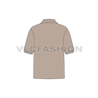 Men Johnny V Neck Tee Flat Sketch - back view