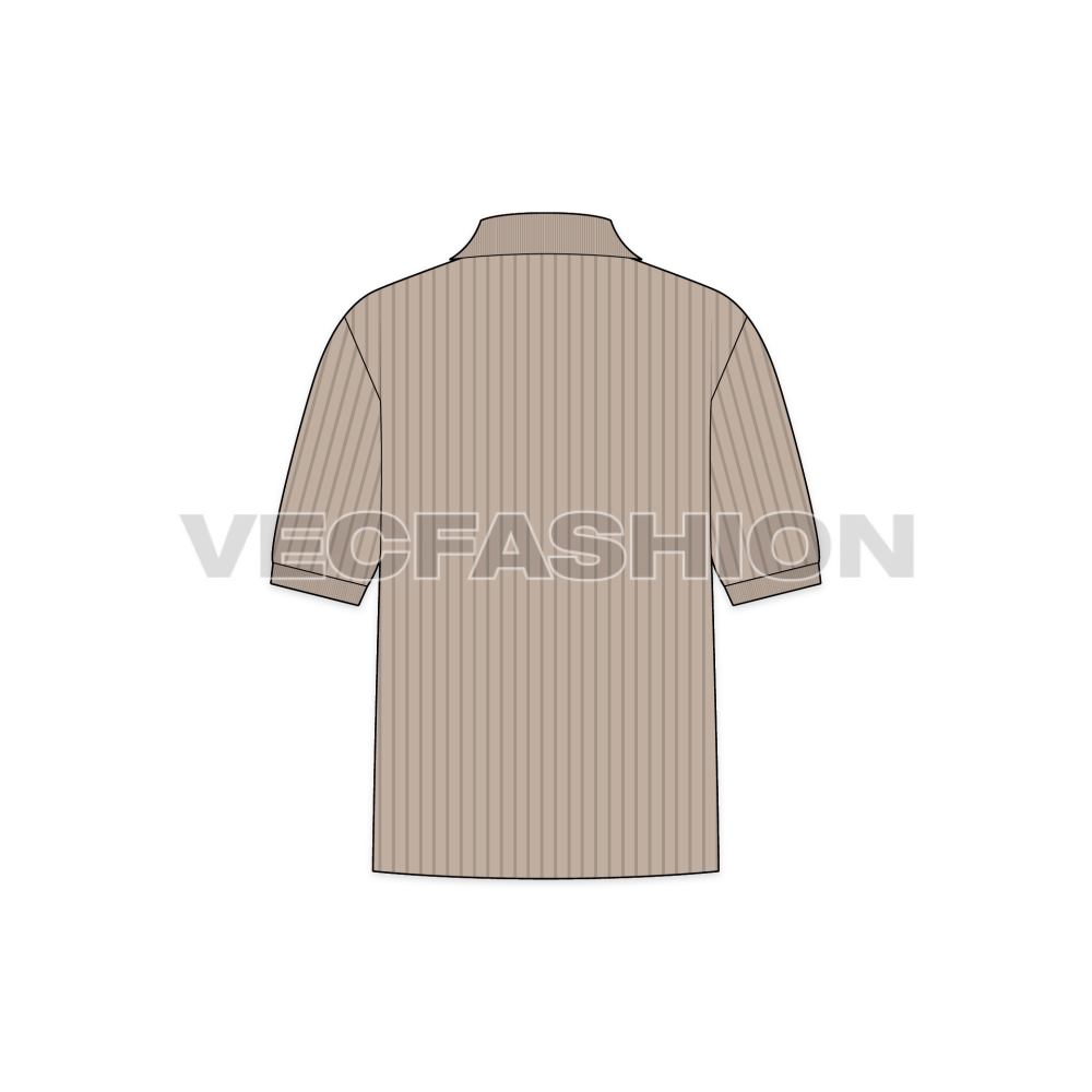 Men Johnny V Neck Tee Flat Sketch - back view