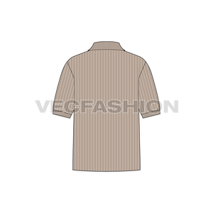 Men Johnny V Neck Tee Flat Sketch - back view