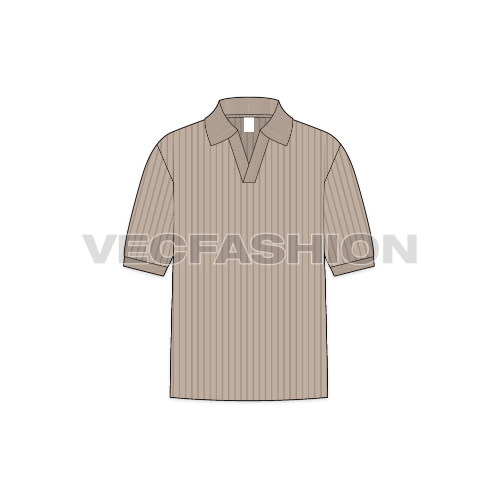 Men Johnny V Neck Tee Flat Sketch - Front