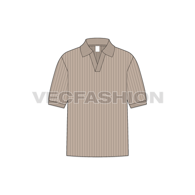 Men Johnny V Neck Tee Flat Sketch - Front