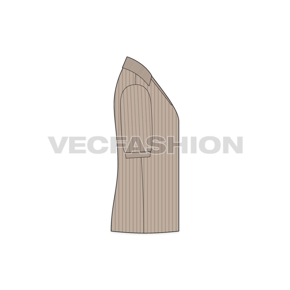 Men Johnny V Neck Tee Flat Sketch - side view