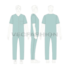 Mens loungewear set, mint flat sketch, on croqui