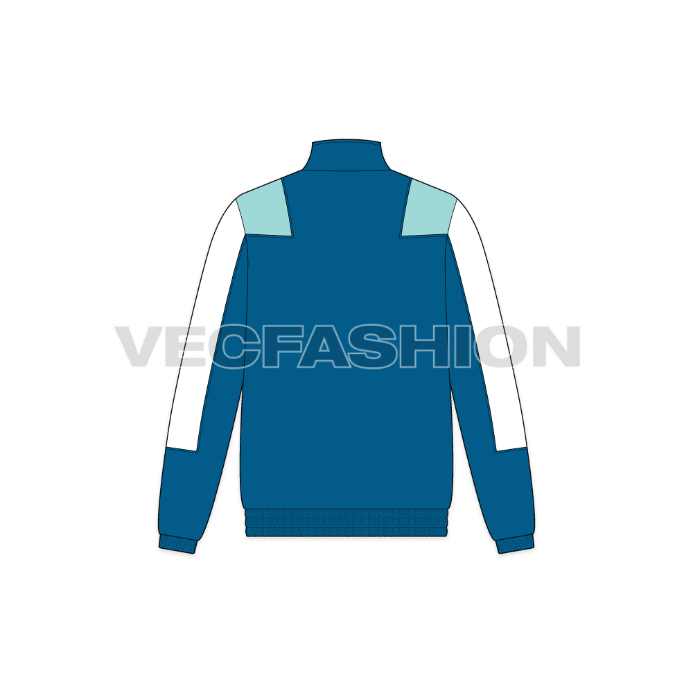 Mens Active Wear Jacket flat sketch, back view