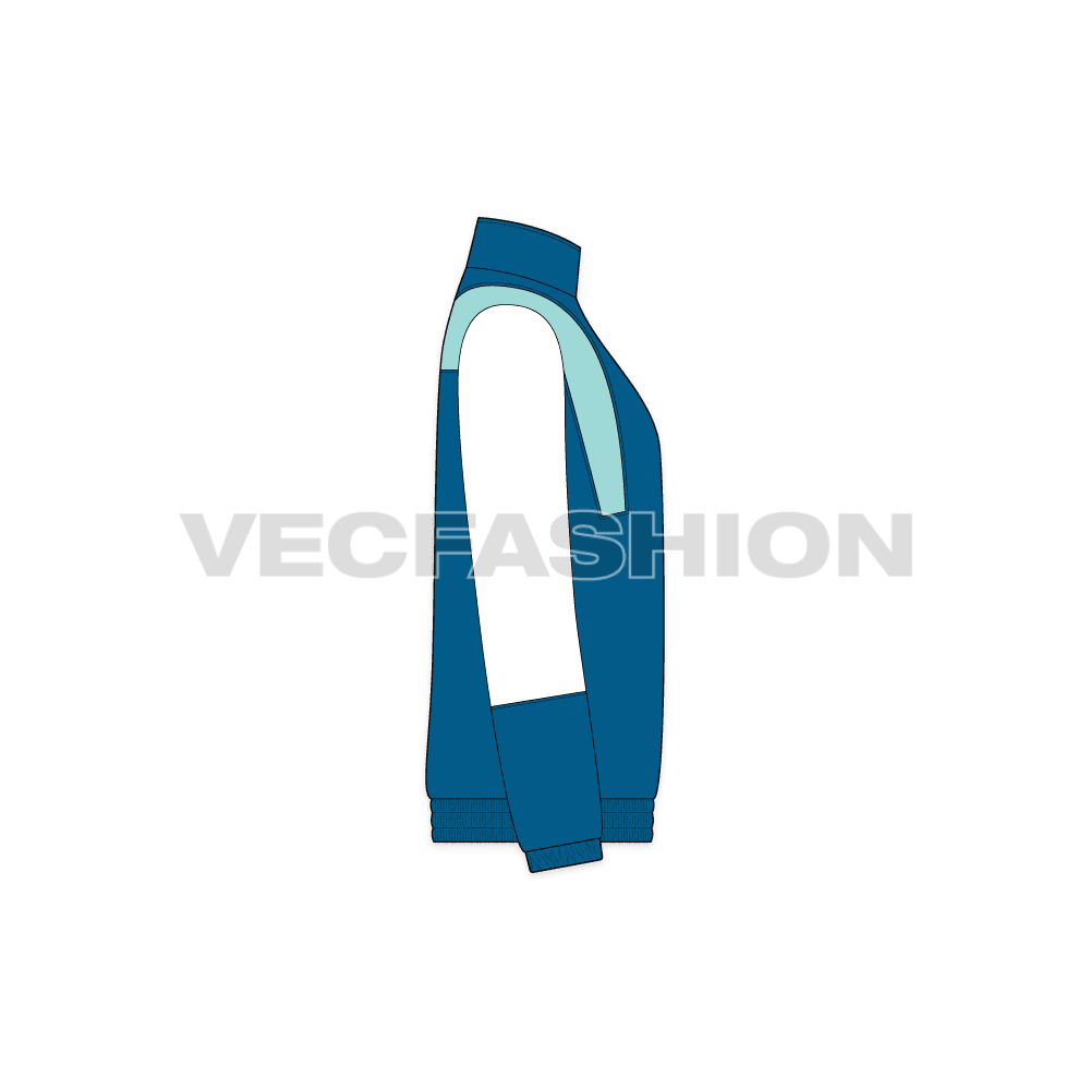 Mens Active Wear Jacket flat sketch, side view