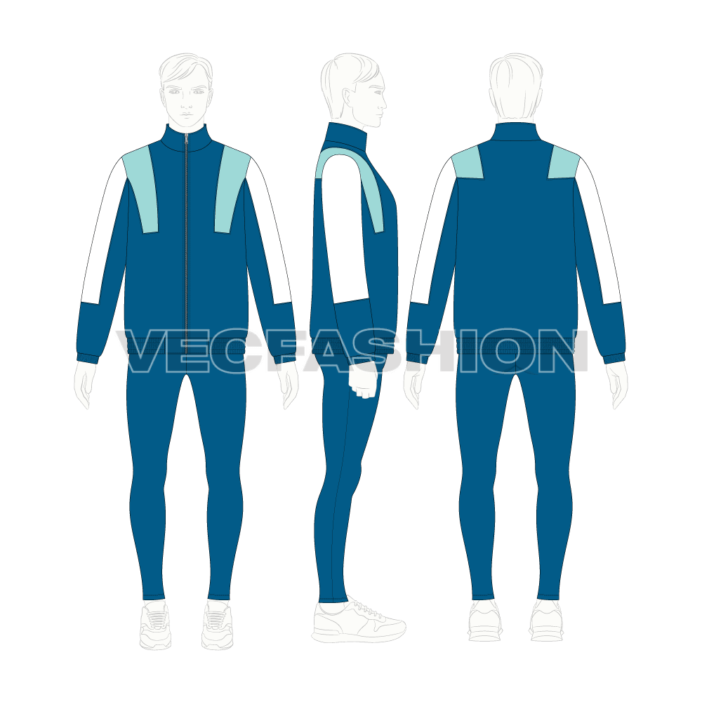 Mens Active Wear Jacket flat sketch, croqui sketch