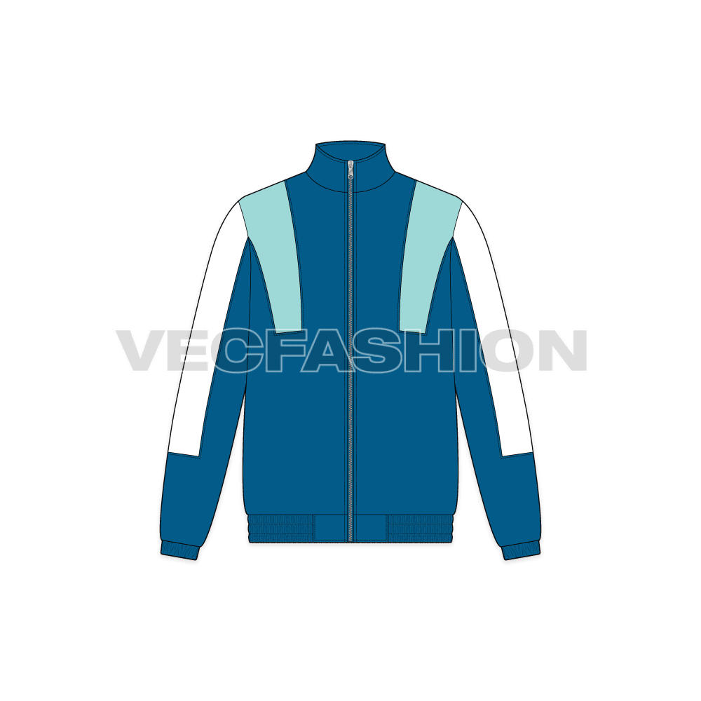 Mens Active Wear Jacket flat sketch, front view