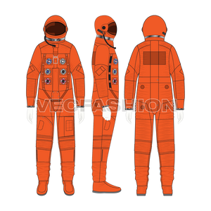 Mens Astronaut Space Suit Vector Flat Sketch on croqui