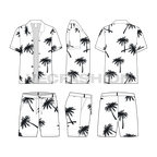 Mens Beachwear Set-front, side and back views.